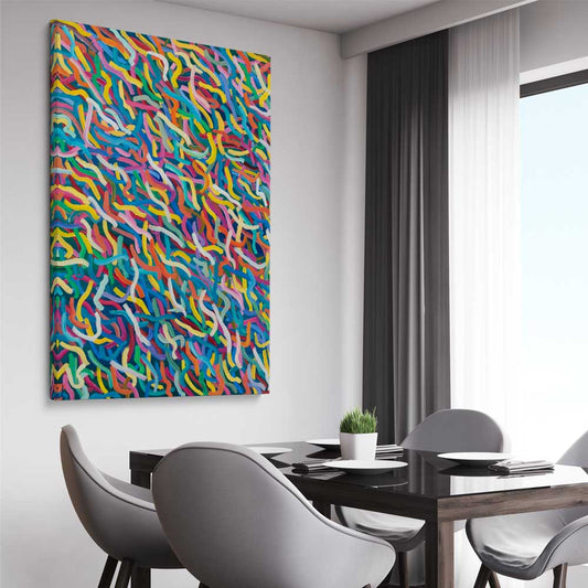 Auras Reflect You stretched canvas displayed from an angle in a room - part of our high quality canvas abstract wall art collection