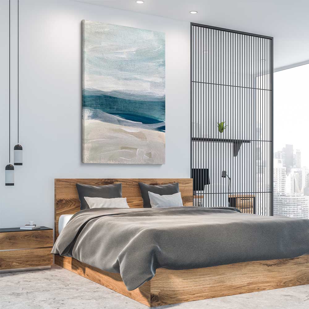 Beach Shades stretched canvas displayed from an angle in a room - part of our high quality canvas abstract wall art collection