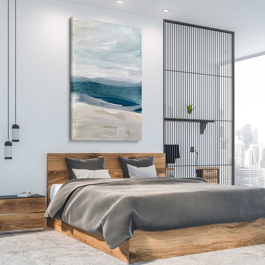 Beach Shades stretched canvas displayed from an angle in a room - part of our high quality canvas abstract wall art collection
