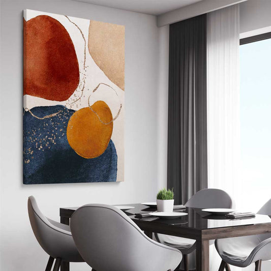Beige Navy Two stretched canvas displayed from an angle in a room - part of our high quality canvas abstract wall art collection