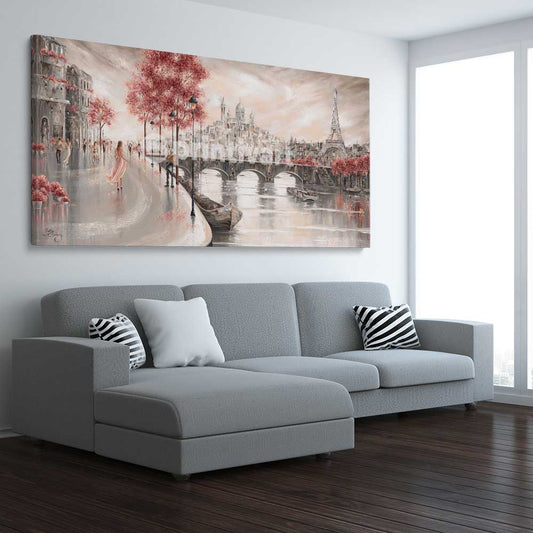 Breathless Melody stretched canvas displayed from an angle in a room - part of our high quality canvas abstract wall art collection