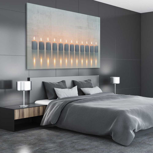 Candle Meditation stretched canvas displayed from an angle in a room - part of our high quality canvas abstract wall art collection