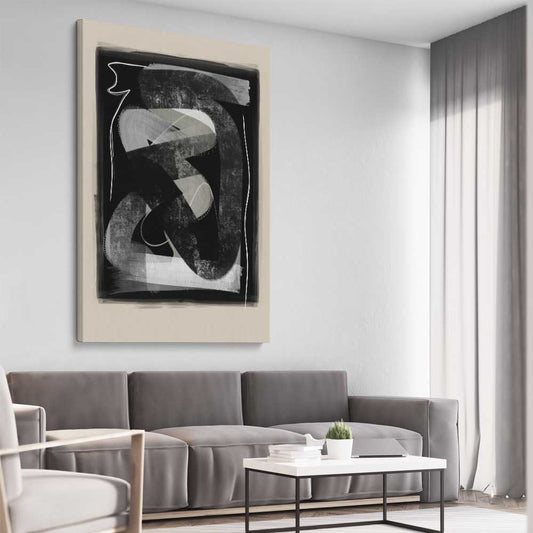 Dark Flow stretched canvas displayed from an angle in a room - part of our high quality canvas abstract wall art collection