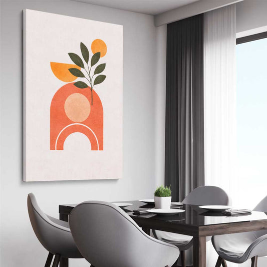 Desert Bloom Arch stretched canvas displayed from an angle in a room - part of our high quality canvas abstract wall art collection