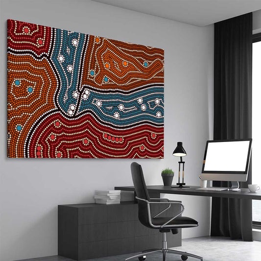 Dots of Night stretched canvas displayed from an angle in a room - part of our high quality canvas abstract wall art collection