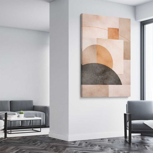 Earthline Balance stretched canvas displayed from an angle in a room - part of our high quality canvas abstract wall art collection