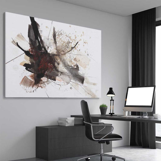 Energy Burst stretched canvas displayed from an angle in a room - part of our high quality canvas abstract wall art collection