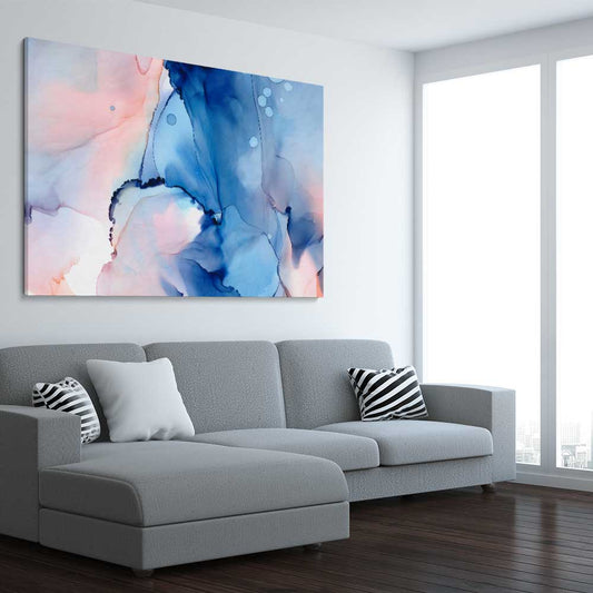 Ethereal Smoke stretched canvas displayed from an angle in a room - part of our high quality canvas abstract wall art collection