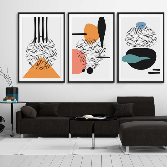 Formations Set stretched canvas displayed from an angle in a room - part of our high quality canvas abstract wall art collection