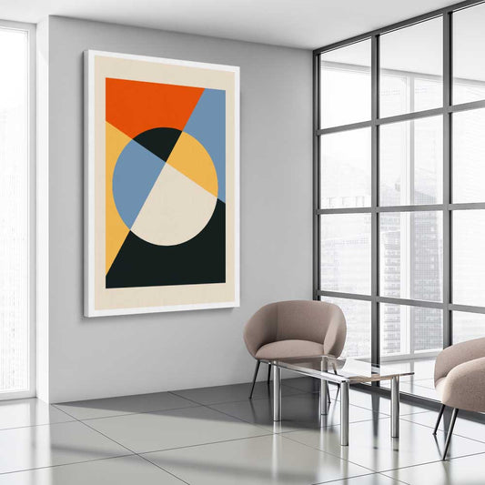 Geometry Burst One stretched canvas displayed from an angle in a room - part of our high quality canvas abstract wall art collection