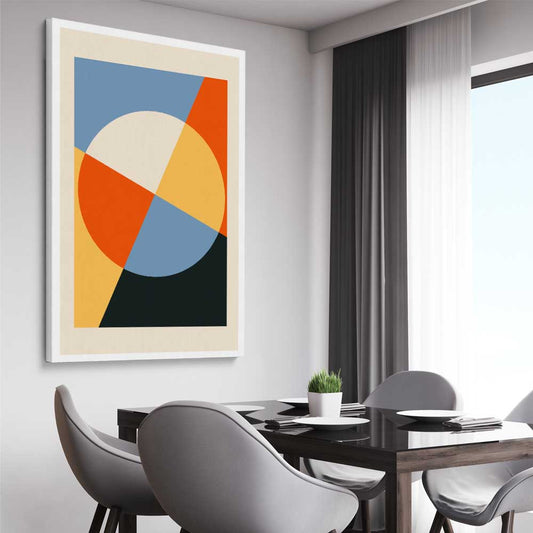 Geometry Burst Three stretched canvas displayed from an angle in a room - part of our high quality canvas abstract wall art collection