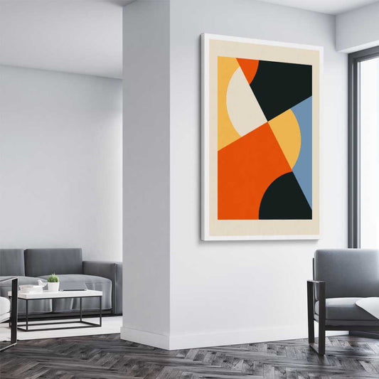 Geometry Burst Two stretched canvas displayed from an angle in a room - part of our high quality canvas abstract wall art collection