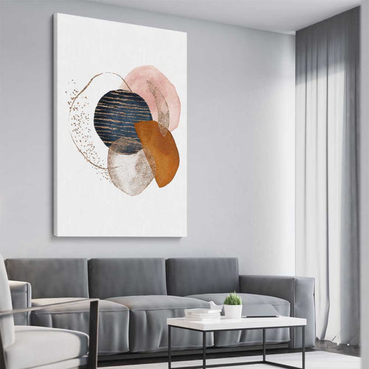 Gold Glitter stretched canvas displayed from an angle in a room - part of our high quality canvas abstract wall art collection