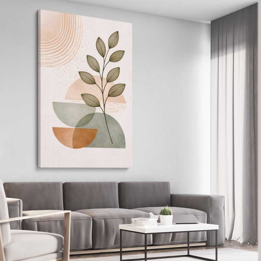 Golden Balance stretched canvas displayed from an angle in a room - part of our high quality canvas abstract wall art collection