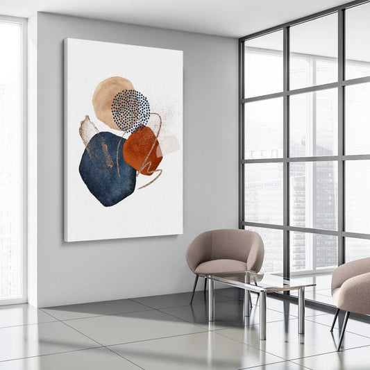 Golden Lines stretched canvas displayed from an angle in a room - part of our high quality canvas abstract wall art collection