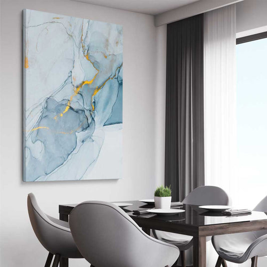 Golden Veins One stretched canvas displayed from an angle in a room - part of our high quality canvas abstract wall art collection