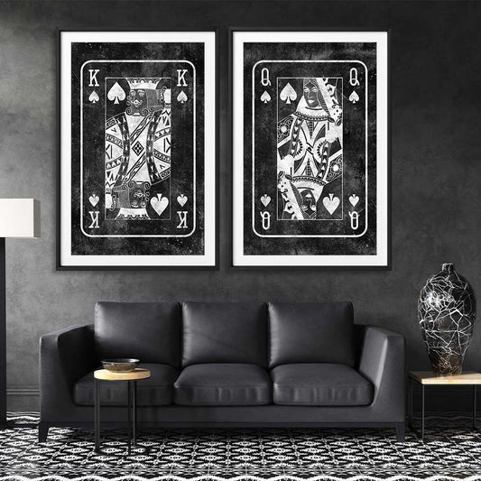 Inspirational wall art print of Marble King Pair on a stretched canvas displayed from an angle in a room