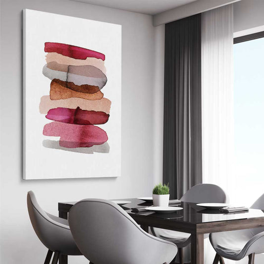Maroon Tones Two stretched canvas displayed from an angle in a room - part of our high quality canvas abstract wall art collection