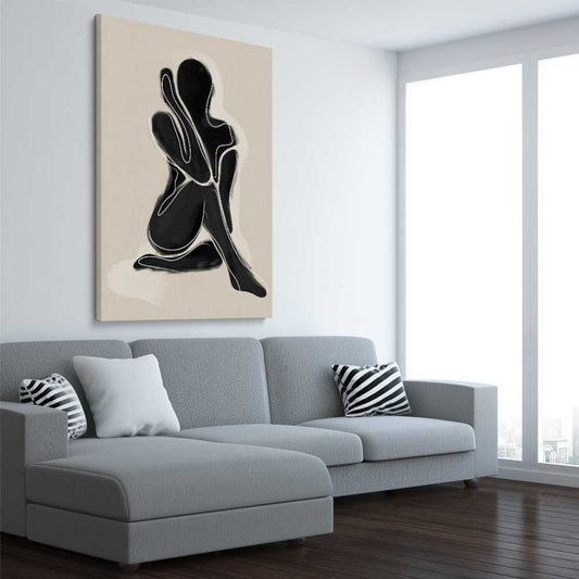 Matisse Shadow One stretched canvas displayed from an angle in a room - part of our high quality canvas abstract wall art collection
