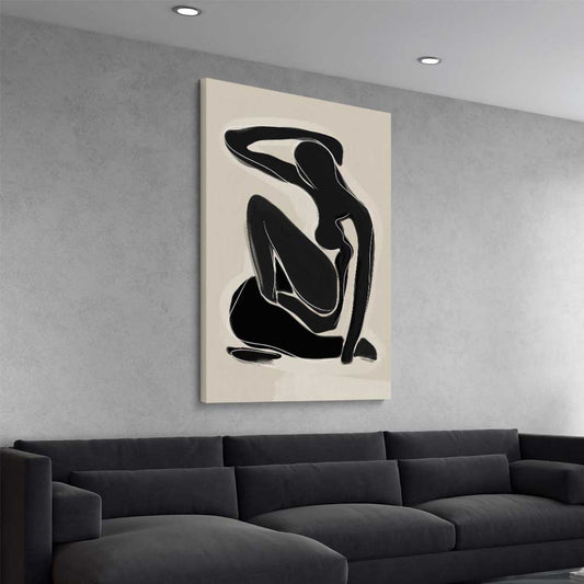 Matisse Shadow Two stretched canvas displayed from an angle in a room - part of our high quality canvas abstract wall art collection