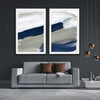 Navy Ocean Pair stretched canvas displayed from an angle in a room - part of our high quality canvas abstract wall art collection
