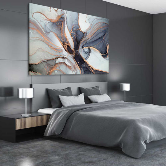 Ocean Depths stretched canvas displayed from an angle in a room - part of our high quality canvas abstract wall art collection