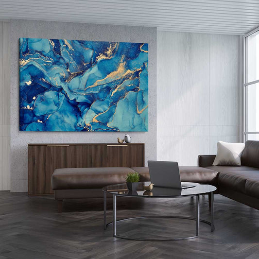 Ocean Dreaming stretched canvas displayed from an angle in a room - part of our high quality canvas abstract wall art collection