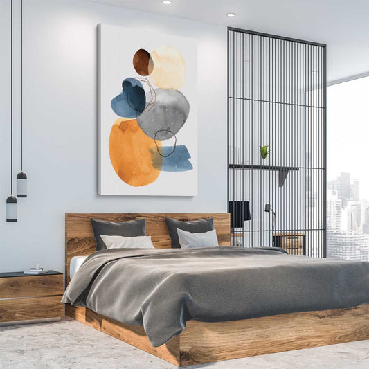 Ocean Tones Two stretched canvas displayed from an angle in a room - part of our high quality canvas abstract wall art collection