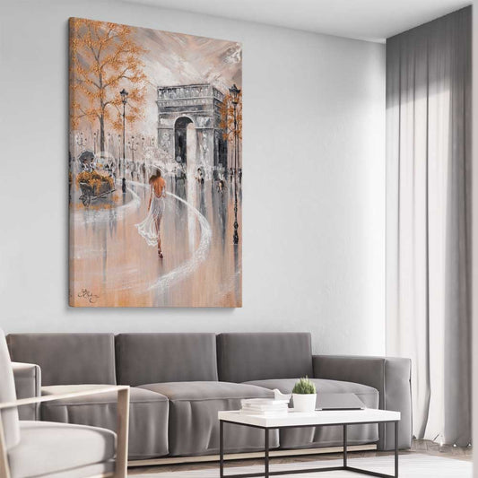 Paris Flair stretched canvas displayed from an angle in a room - part of our high quality canvas abstract wall art collection