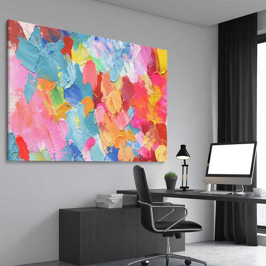 Pastel Palette stretched canvas displayed from an angle in a room - part of our high quality canvas abstract wall art collection