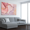 Pink Marble stretched canvas displayed from an angle in a room - part of our high quality canvas abstract wall art collection