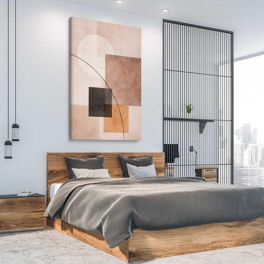 Quiet Alignment stretched canvas displayed from an angle in a room - part of our high quality canvas abstract wall art collection