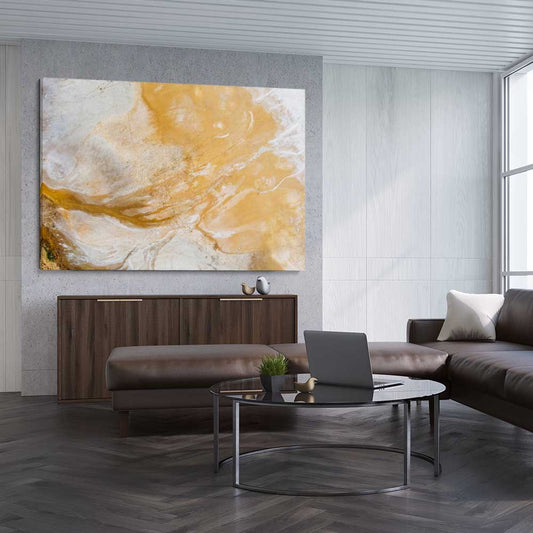 Salt Lake Aerial stretched canvas displayed from an angle in a room - part of our high quality canvas abstract wall art collection