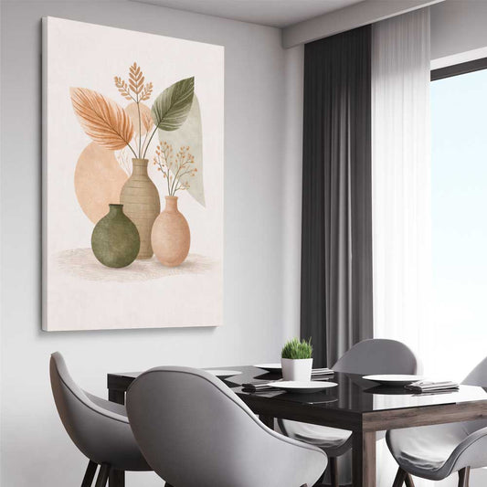 Serene Botanical stretched canvas displayed from an angle in a room - part of our high quality canvas abstract wall art collection