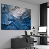 Silver Flow stretched canvas displayed from an angle in a room - part of our high quality canvas abstract wall art collection