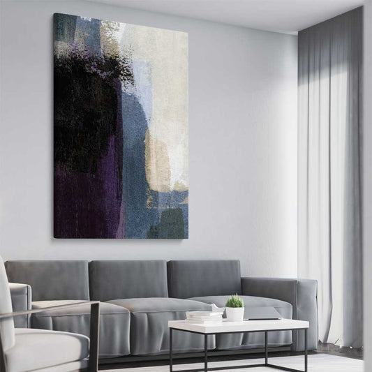 Soft Blue Two stretched canvas displayed from an angle in a room - part of our high quality canvas abstract wall art collection