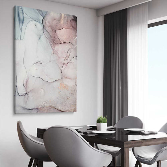 Subtle Pink One stretched canvas displayed from an angle in a room - part of our high quality canvas abstract wall art collection