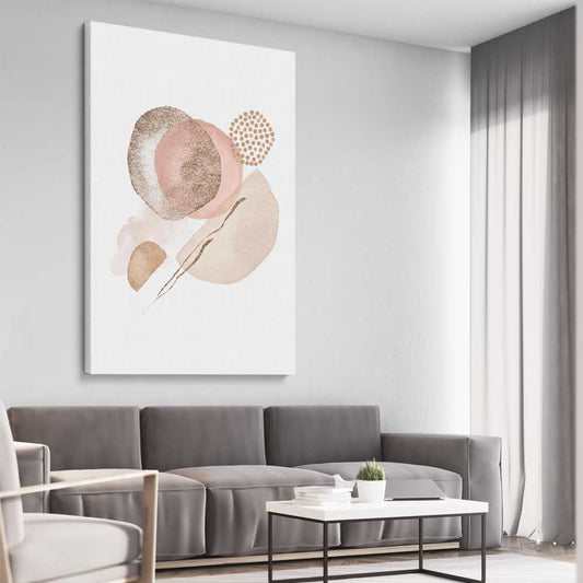 Terracotta Divide stretched canvas displayed from an angle in a room - part of our high quality canvas abstract wall art collection