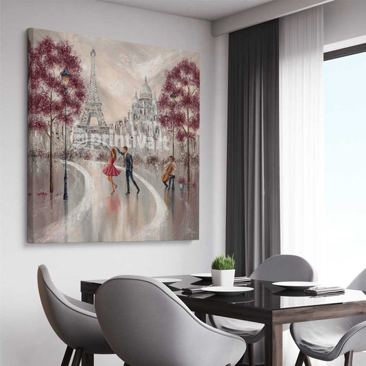 Twirl, Paris Dance stretched canvas displayed from an angle in a room - part of our high quality canvas abstract wall art collection