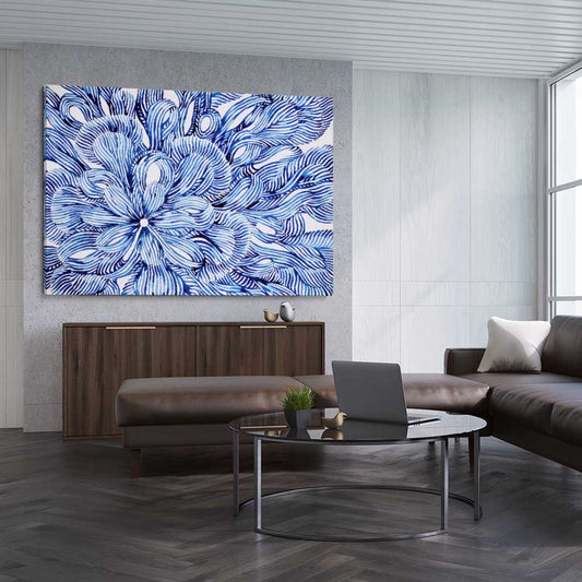 Watercolour Flowers stretched canvas displayed from an angle in a room - part of our high quality canvas abstract wall art collection