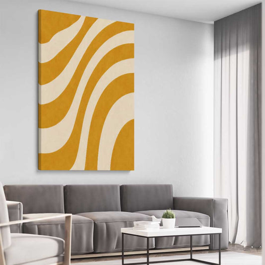 Wave Length stretched canvas displayed from an angle in a room - part of our high quality canvas abstract wall art collection