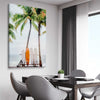 Beach and coastal wall art print of Tropical Surf on a stretched canvas displayed from an angle in a room