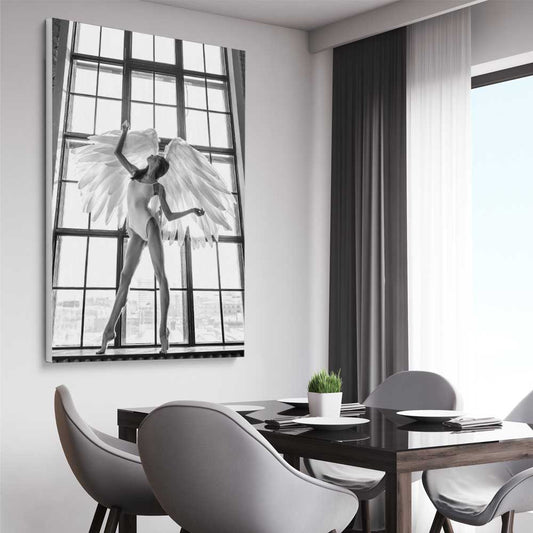 Angel Love Two stretched canvas displayed from an angle in a room - part of our high quality fashion canvas wall art and prints collection