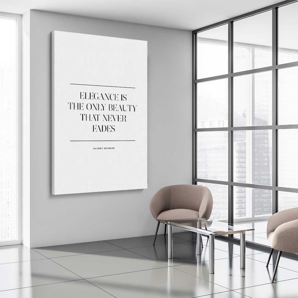 Elegance Beauty stretched canvas displayed from an angle in a room - part of our high quality fashion canvas wall art and prints collection