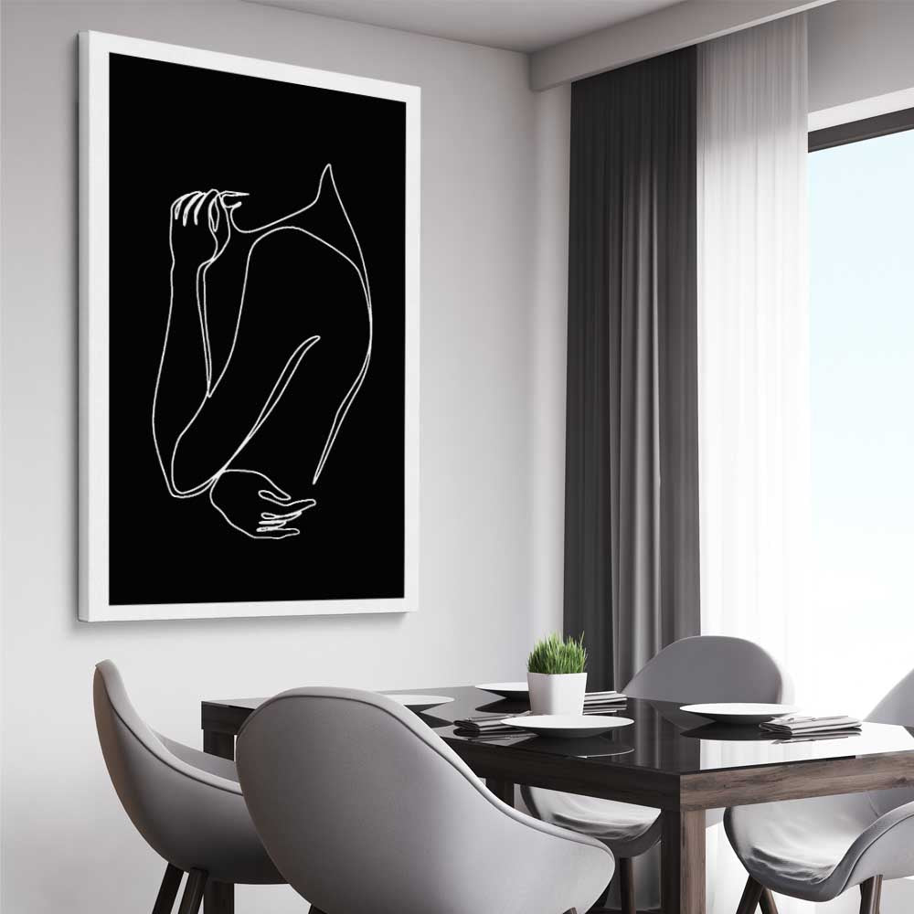 Gentle Hold Invert stretched canvas displayed from an angle in a room - part of our high quality fashion canvas wall art and prints collection
