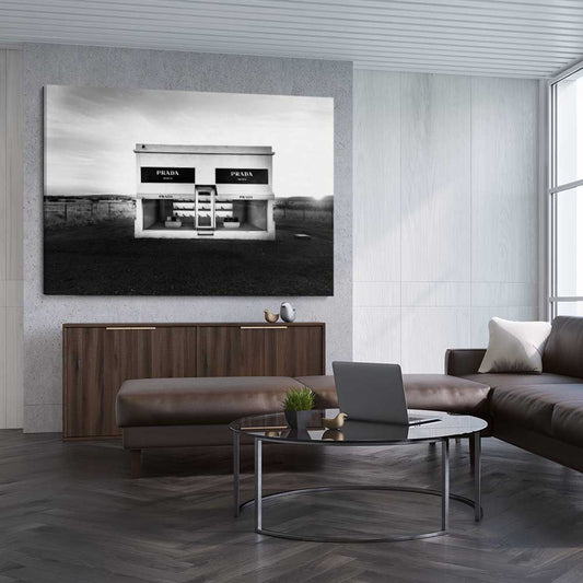 Marfa Sculpture stretched canvas displayed from an angle in a room - part of our high quality fashion canvas wall art and prints collection