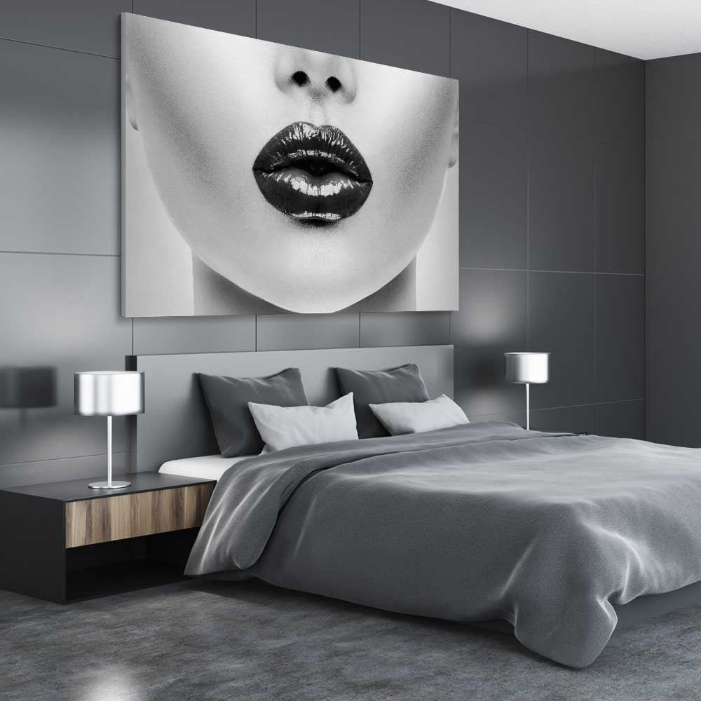 Silent Lust stretched canvas displayed from an angle in a room - part of our high quality fashion canvas wall art and prints collection