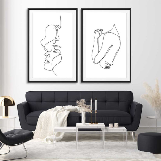 Warmth Pair stretched canvas displayed from an angle in a room - part of our high quality fashion canvas wall art and prints collection