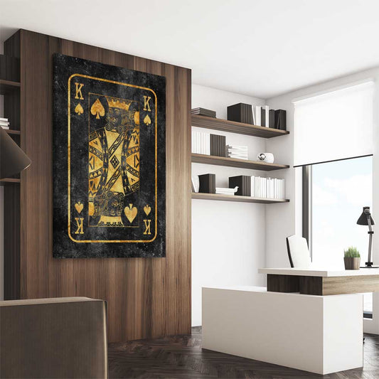 King of Spades stretched canvas displayed from an angle in a room - part of our high quality fashion canvas wall art and prints collection