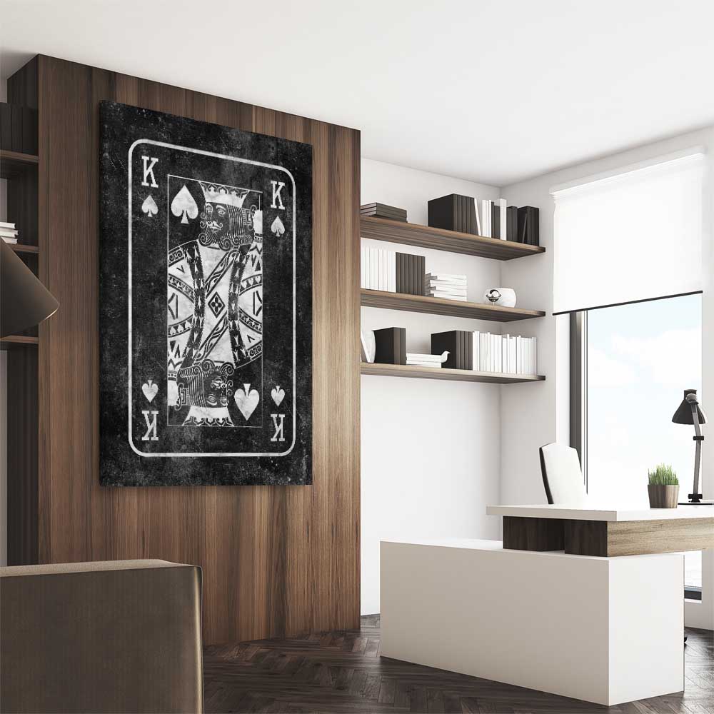 Inspirational wall art print of Marble King on a stretched canvas displayed from an angle in a room